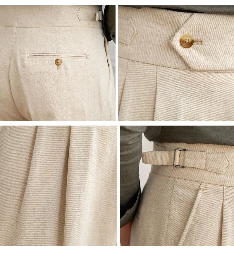 High Waist Cotton And Linen Casual Pants