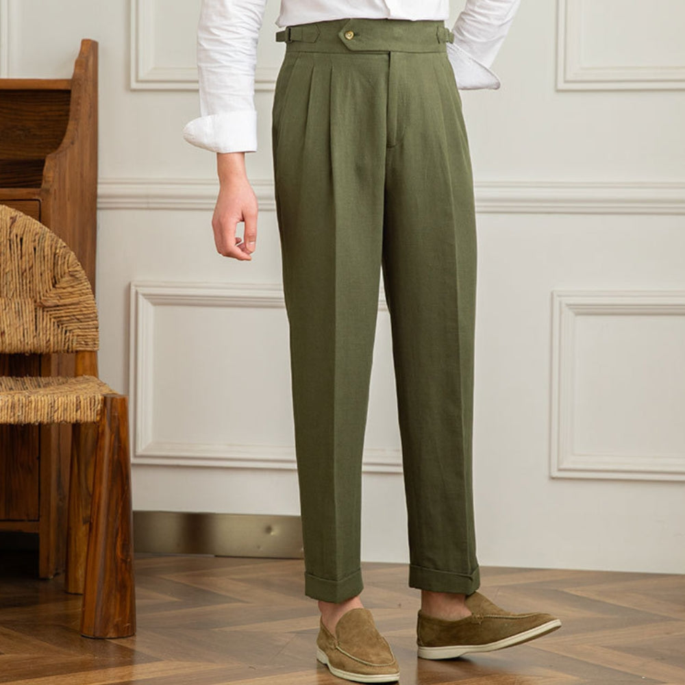High Waist Cotton And Linen Casual Pants