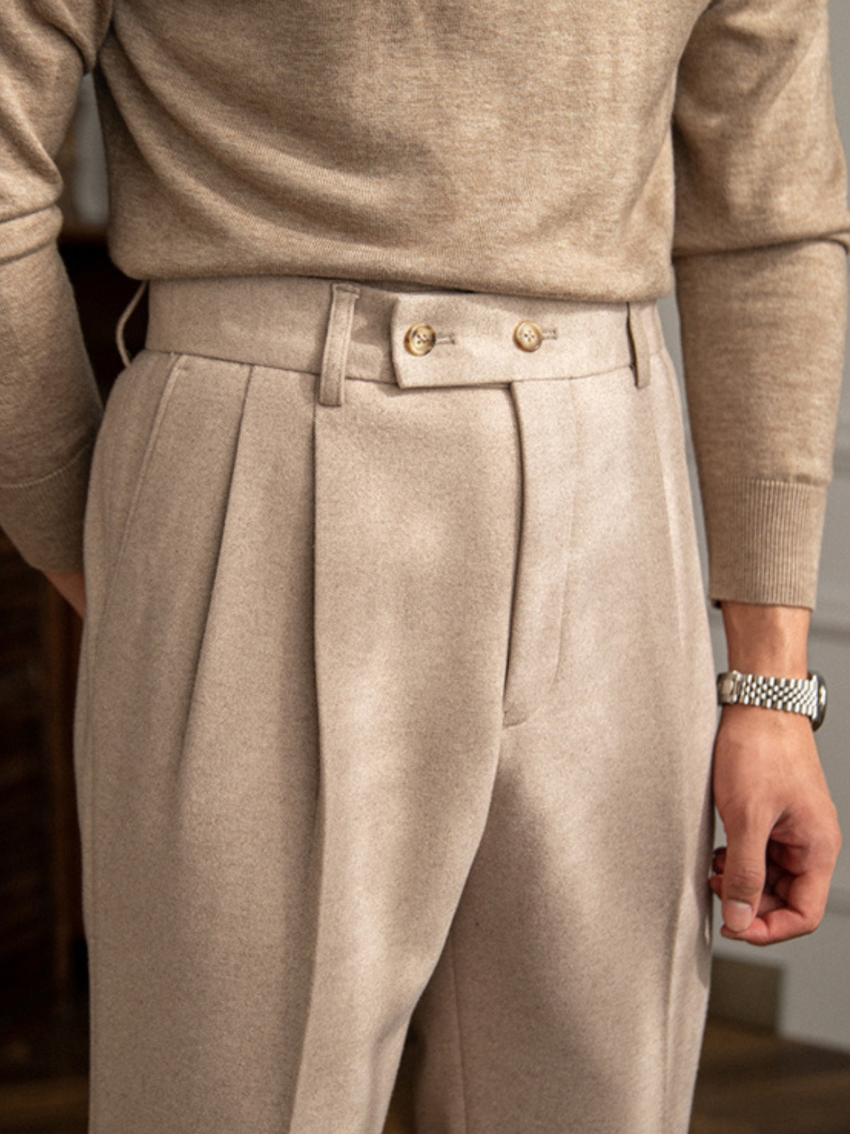 Classic High-Waist British Trousers