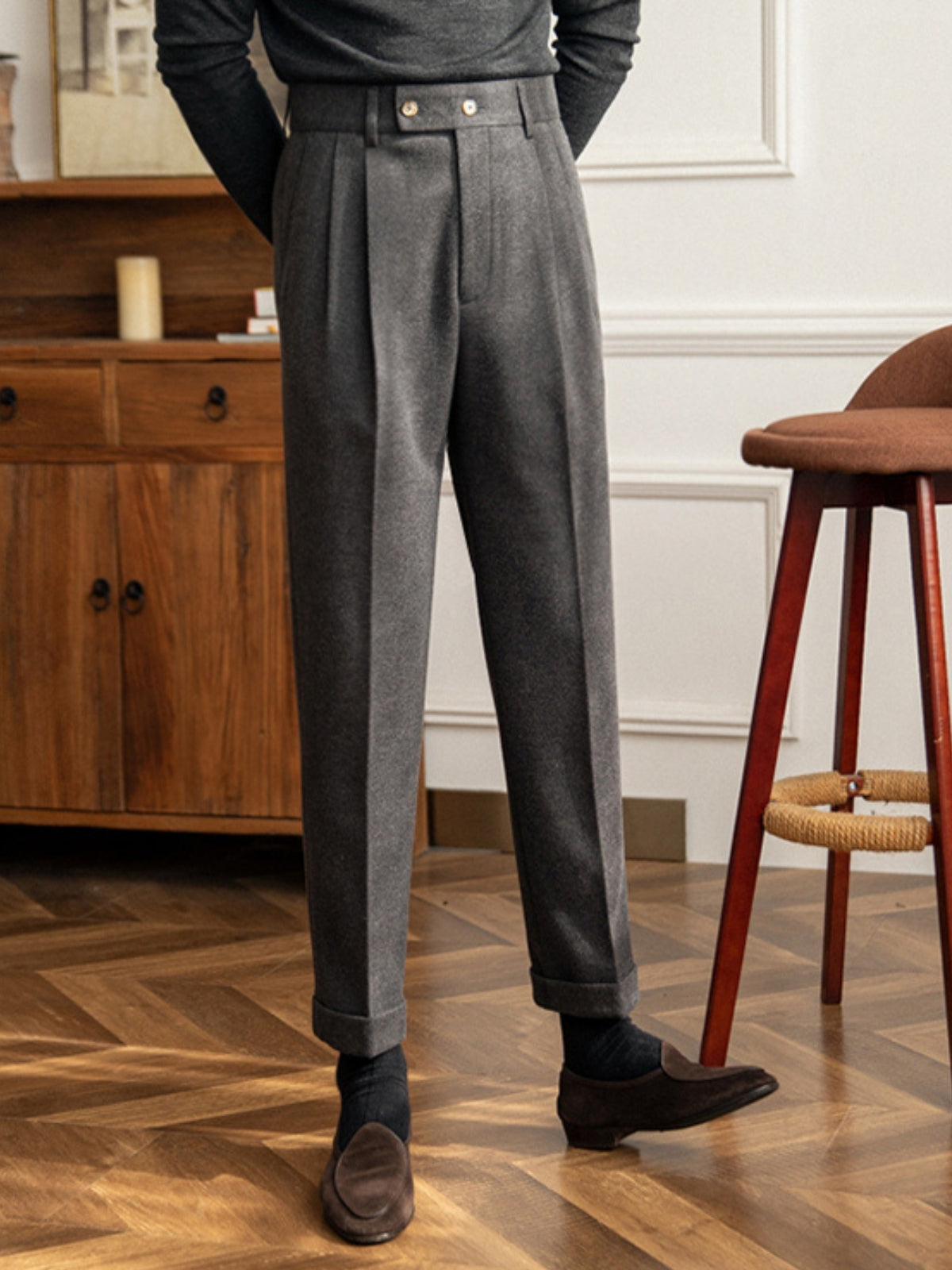 Classic High-Waist British Trousers