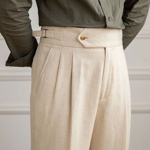 High Waist Cotton And Linen Casual Pants
