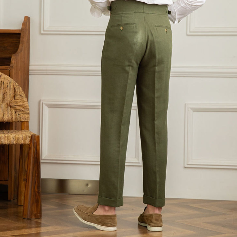 High Waist Cotton And Linen Casual Pants