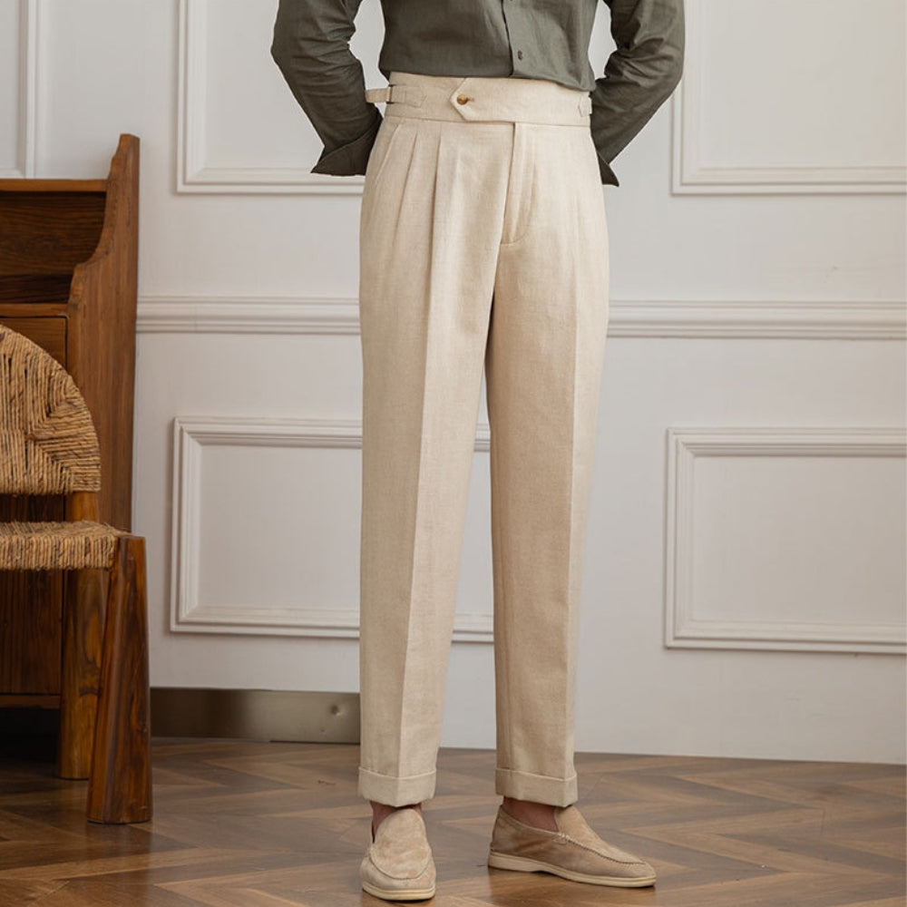 High Waist Cotton And Linen Casual Pants