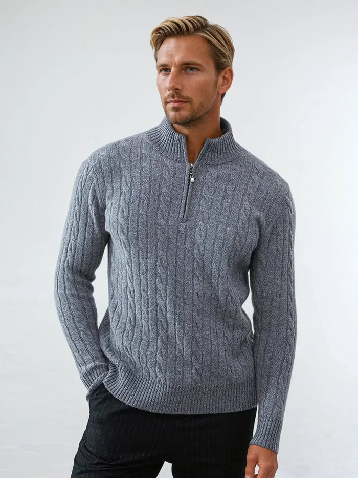 Knitted Cable Zip Sweater