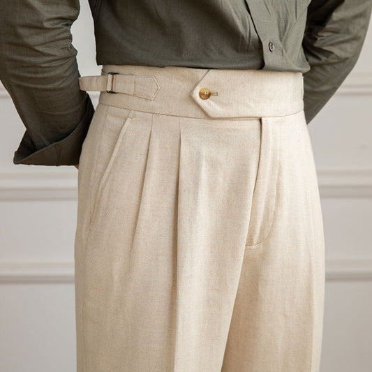High Waist Cotton And Linen Casual Pants