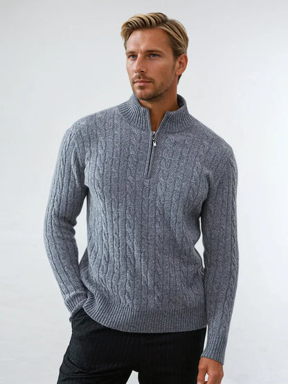 Knitted Cable Zip Sweater