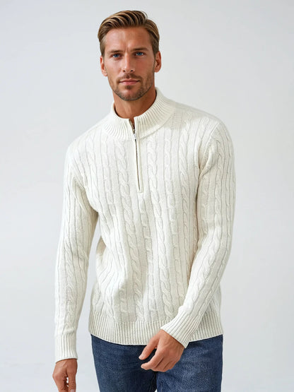 Knitted Cable Zip Sweater