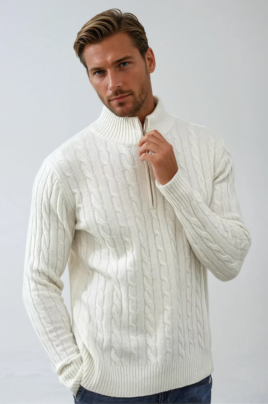Knitted Cable Zip Sweater